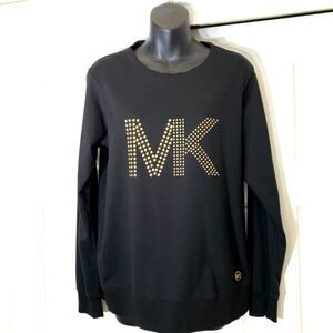 Michael Kors Gold Studded MK Black Sweatshirt- Medium